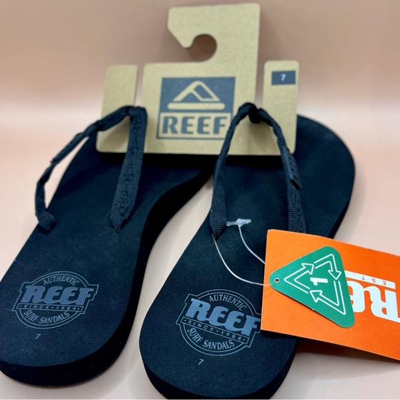 REEF “GINGER” BLACK FABRIC SURF FLIP FLOPS/ THONGS/ SANDALS WOMEN’S 7 *NWT* - Picture 2 of 3